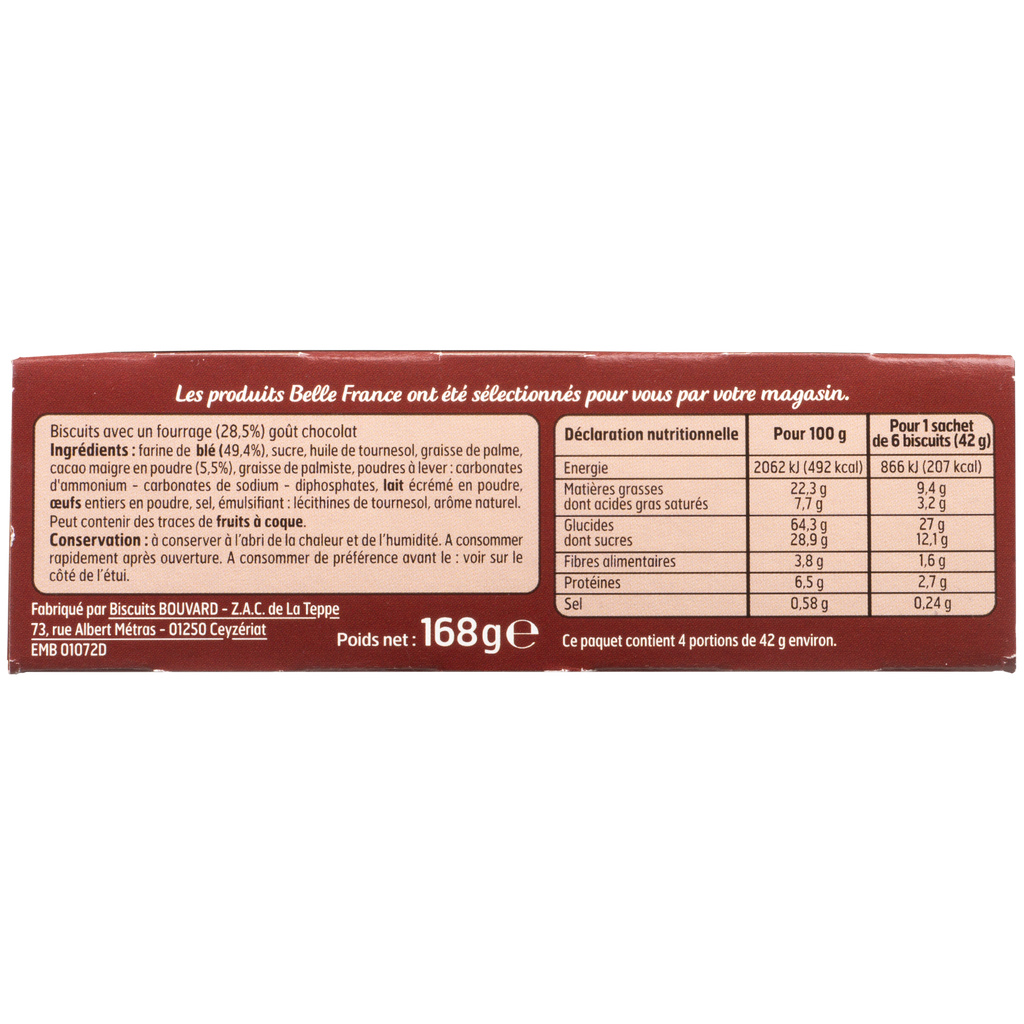 BELLE FRANCE Mini merienda redonda sabor chocolate 168 g