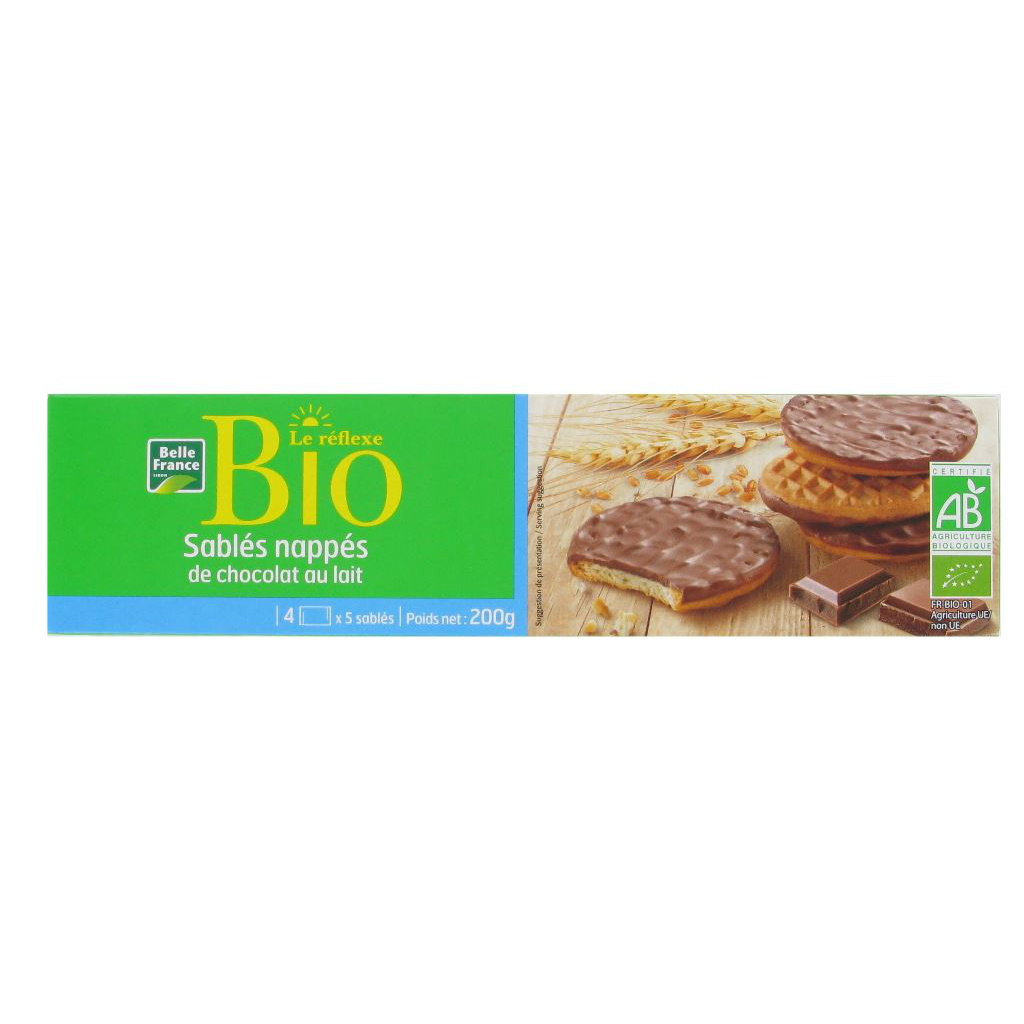 BELLE FRANCE Galletas Sablés Bañadas Chocolate Leche Le Réflexe Bio 200 g