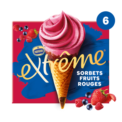 [3033210003339] EXTREME Cones gelados sorvete frutos vermelhos 6 peças 426 g