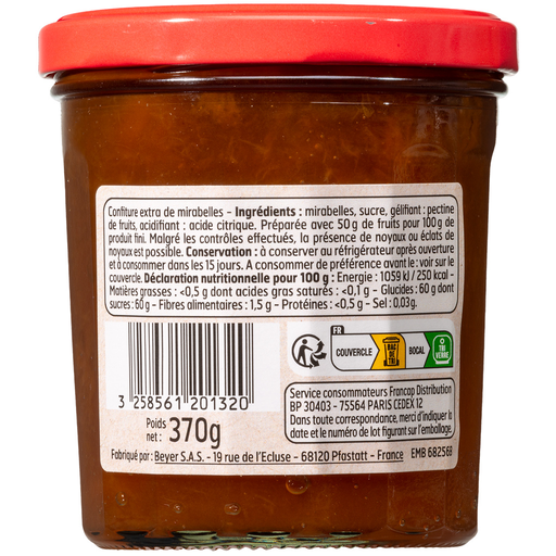 [3258561201320] BELLE FRANCE Confiture Extra Mirabelle 370 g