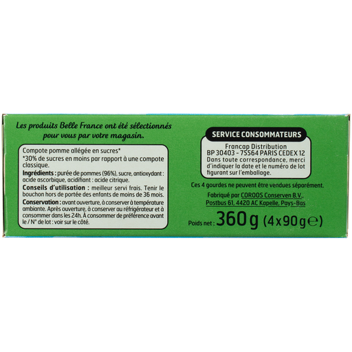 [3258561202457] BELLE FRANCE Apple Sauce Nature 4 x 90 g