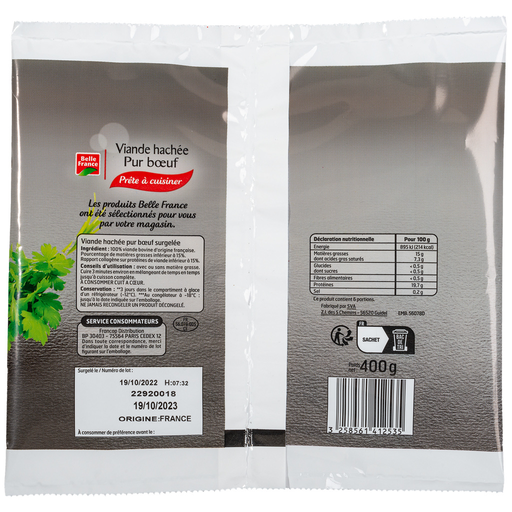 [3258561412535] BELLE FRANCE Viande hachée 15% MG 400 g