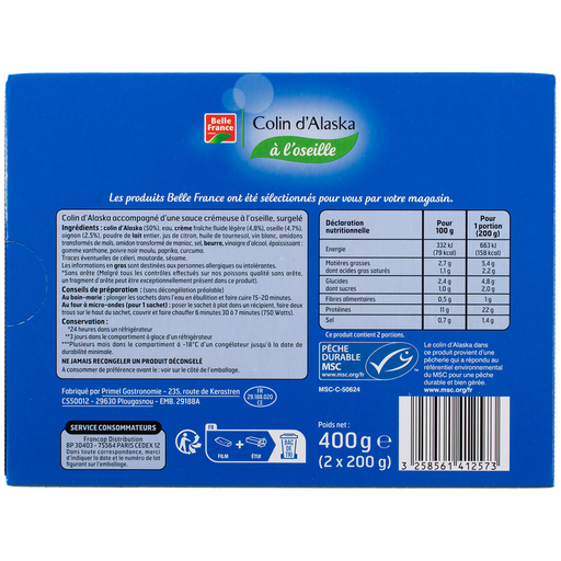 [3258561412573] BELLE FRANCE Colin à l'oseille 400 g