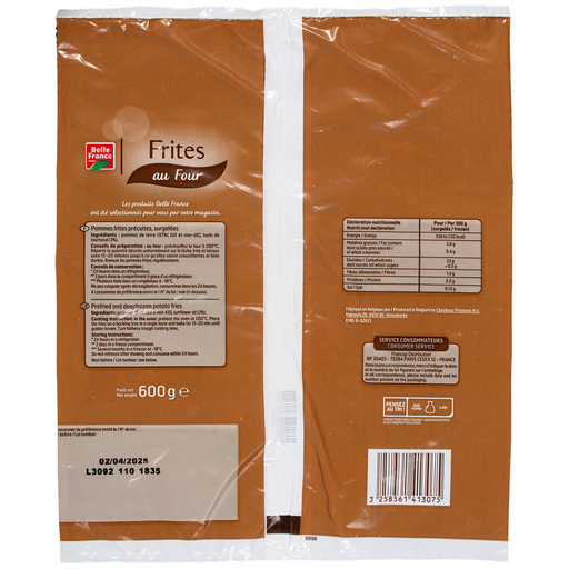 [3258561413075] BELLE FRANCE Oven fries 600 g