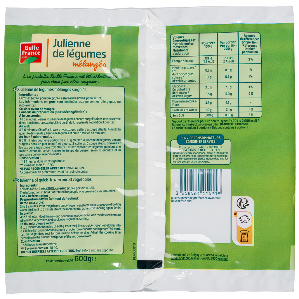 BELLE FRANCE Julienne de verduras 600 g