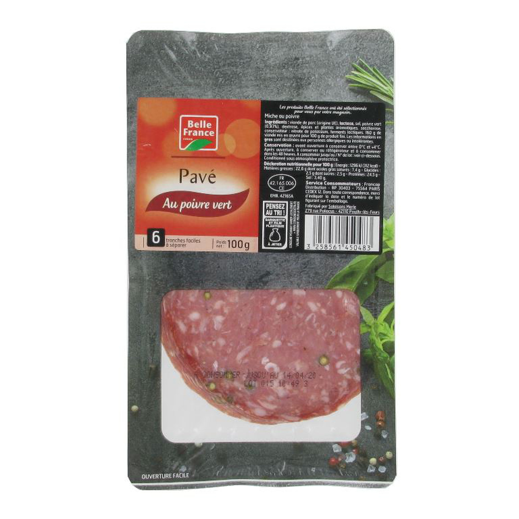 VERT Pavé a la pimienta 8 lonchas 100 g