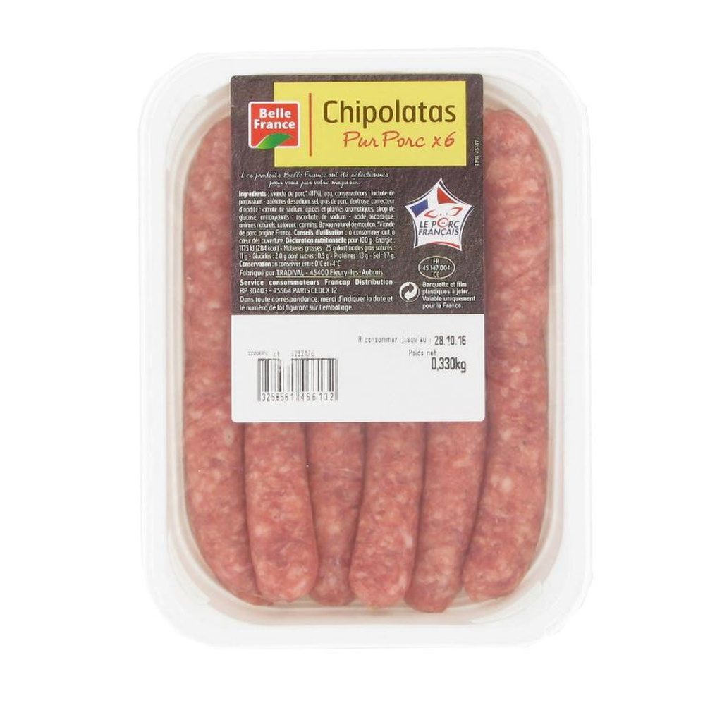 BELLE FRANCE Pure Pork Chipolata 330 g