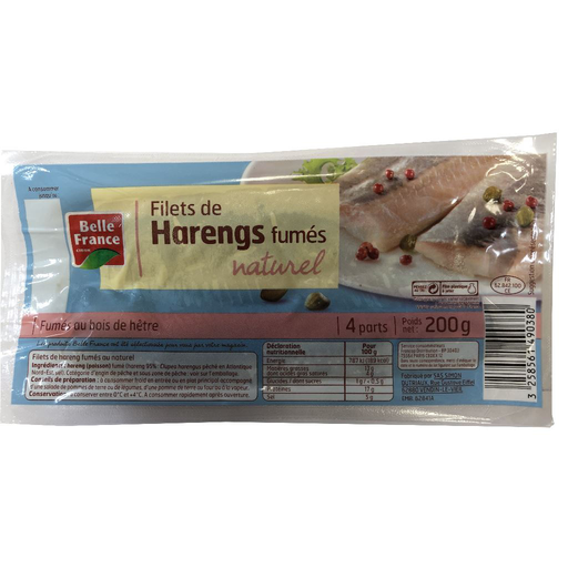 [3258561490380] BELLE FRANCE Natural Smoked Herring Fillet 200 g