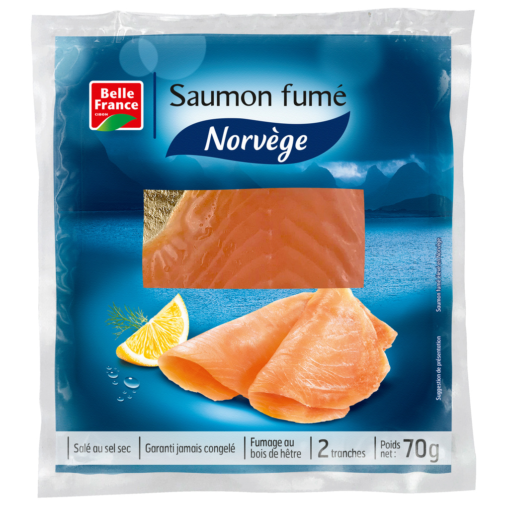 BELLE FRANCE Salmão Fumado da Noruega 2 Fatias 70 g