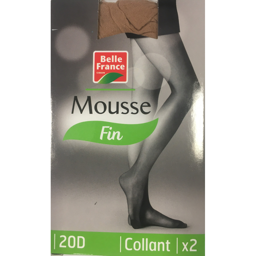 [3258561930039] BELLE FRANCE Medias mousse 20 deniers natural 1/2S