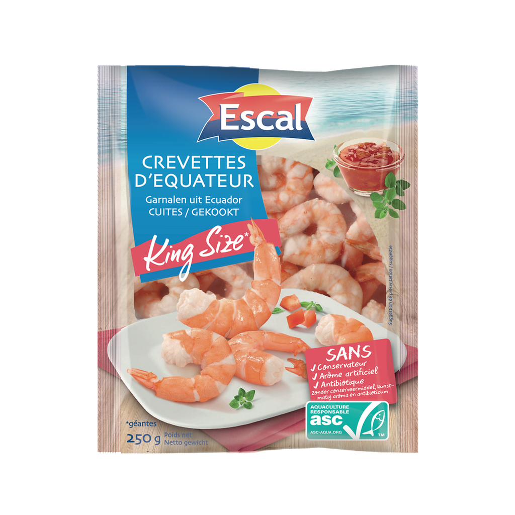 ESCAL Colas de gambas peladas cocidas King Size ASC 250 g