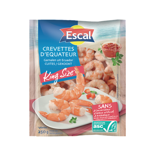 [3261080334257] ESCAL King Size Peeled Cooked Shrimp Tails ASC 250 g