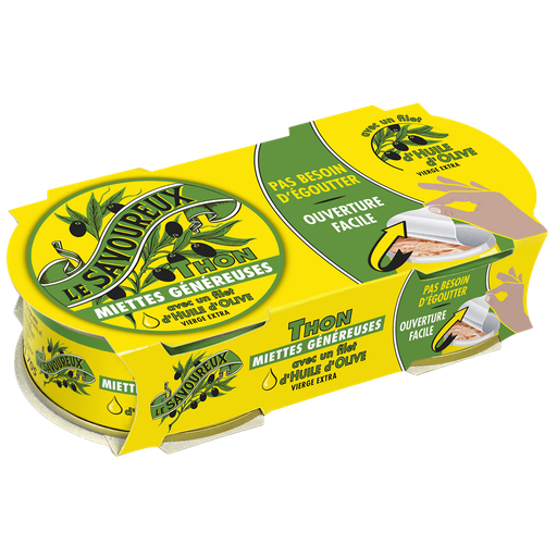 [3263670801422] LE SAVOUREUX Tuna Flakes in Extra Virgin Olive Oil 2 tins of 65 g
