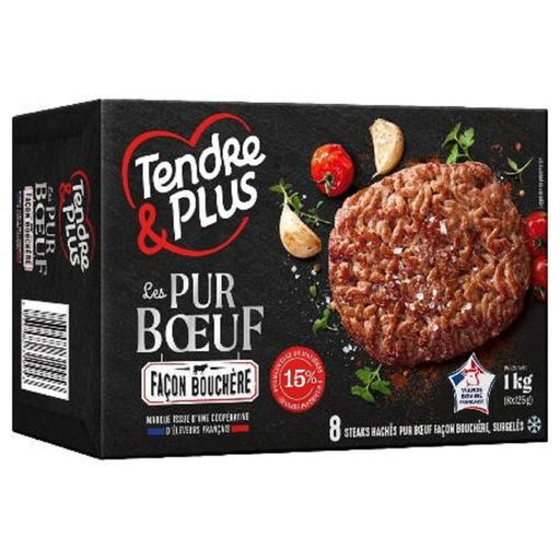 [3265980310526] TENDRE & PLUS Hamburguesas de vacuno estilo carnicero 8 x 125 g