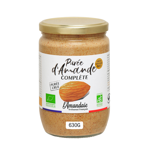 [3267110000918] L'AMANDAIE Pâte à Tartiner Purée d'amande complète crue BIO 630 g