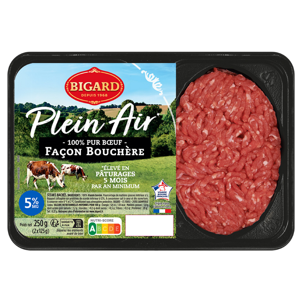 BIGARD Hambúrguer de vaca 5% mg estilo talho 2 x 125 g