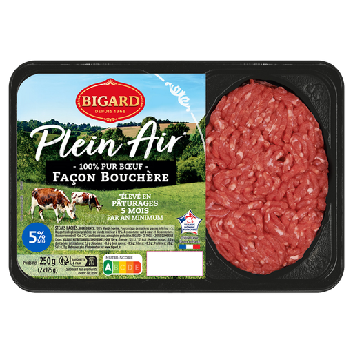 [3273230050979] BIGARD Steack haché 5% mg façon bouchère plein air 2 x 125 g