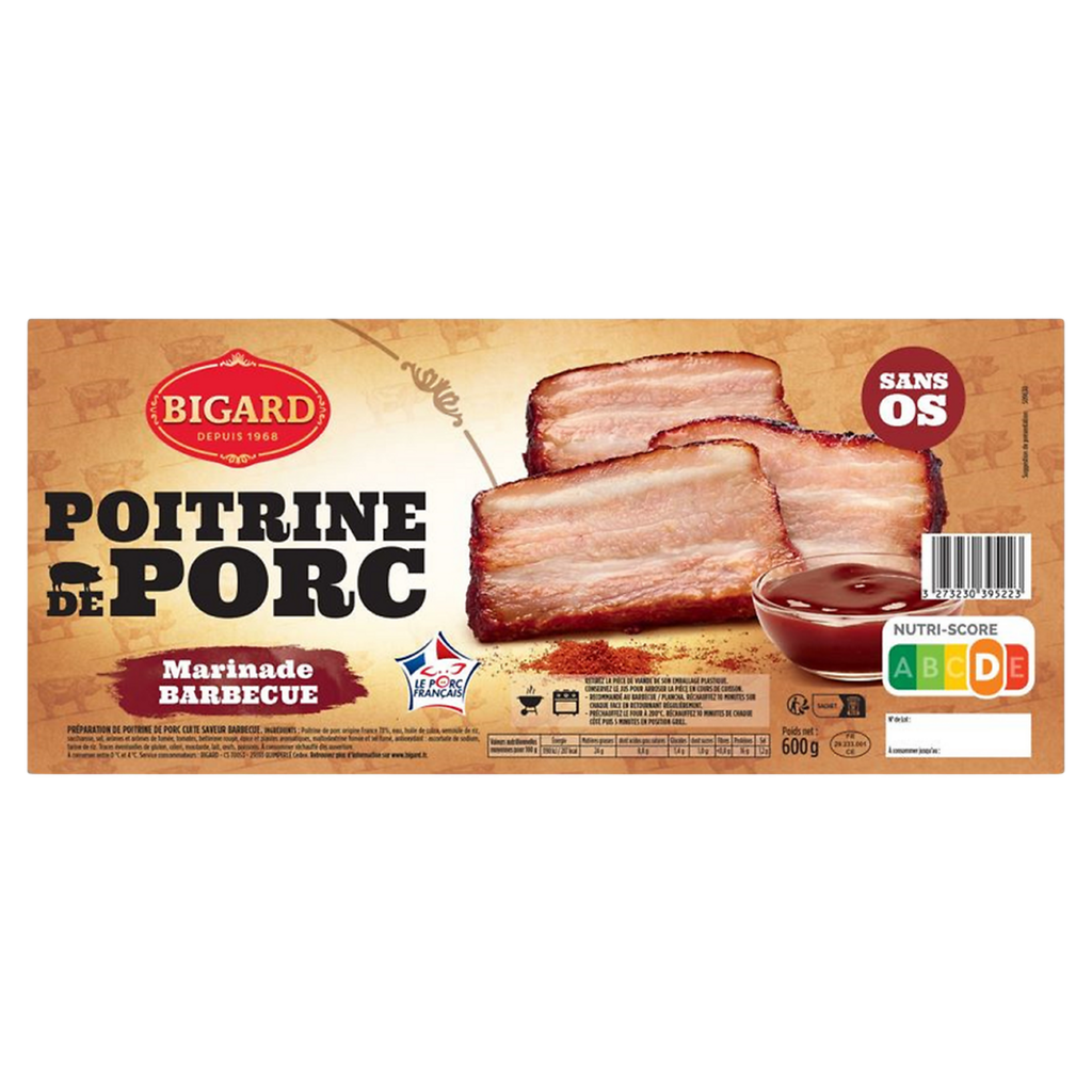 BIGARD Boneless pork belly barbecue flavor 600 g