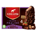 COTE D'OR Glaces Bâtonnets Praliné Chocolat et Noisettes 260 g