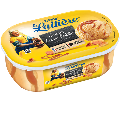 [3274664225704] LA LAITIERE Crème Brûlée Caramel Shard Ice Cream Tub 490 g