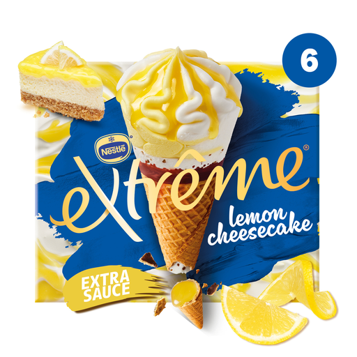 [3274664241421] EXTREME Lemon Cheesecake Ice Cream Cones 6 pieces 426 g
