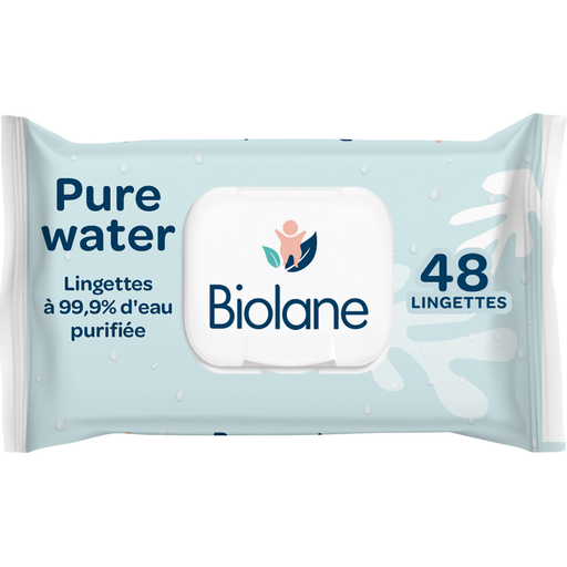 [3286010076045] BIOLANE Toallitas de bebé limpiadoras Pure Water Cuerpo y Asiento, paquete de 48 unidades