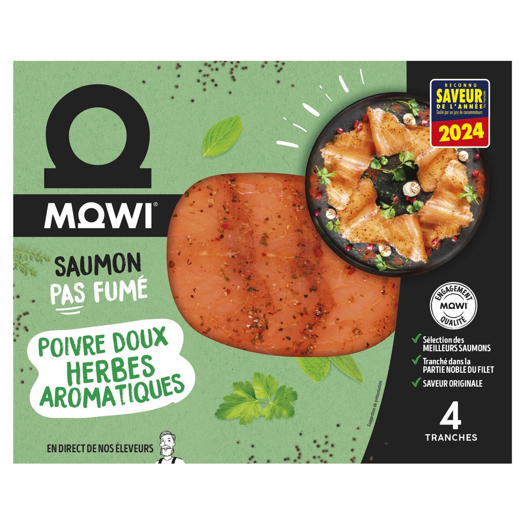 MOWI Non-smoked salmon with mild pepper and herbs 4 slices