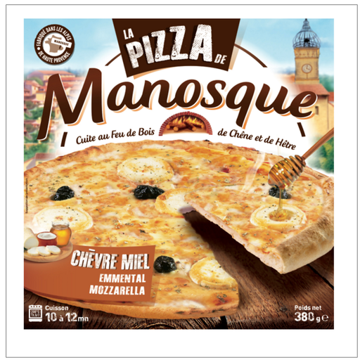 [3424600000265] LA PIZZA DE MANOSQUE Pizza de queso de cabra y miel al horno de leña 380 g