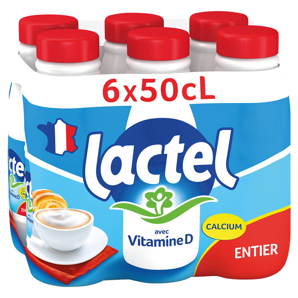 LACTEL Whole Milk Vitamin D 6 bottles of 50 cl