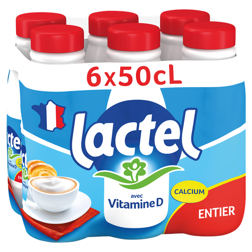 [3428273980022] LACTEL Whole Milk Vitamin D 6 bottles of 50 cl
