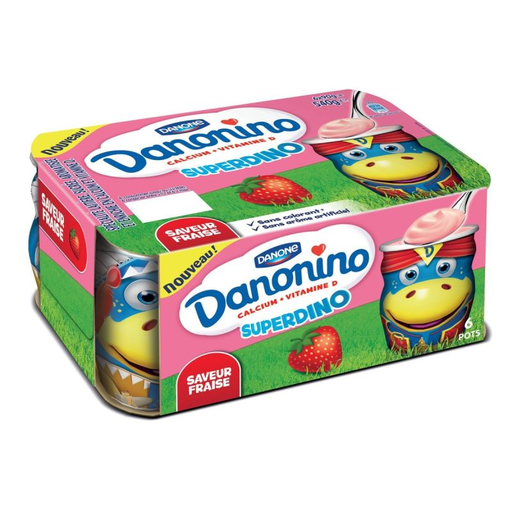 [3033491111013] DANONE Superdino Strawberry Dairy Specialty 6 x 90 g