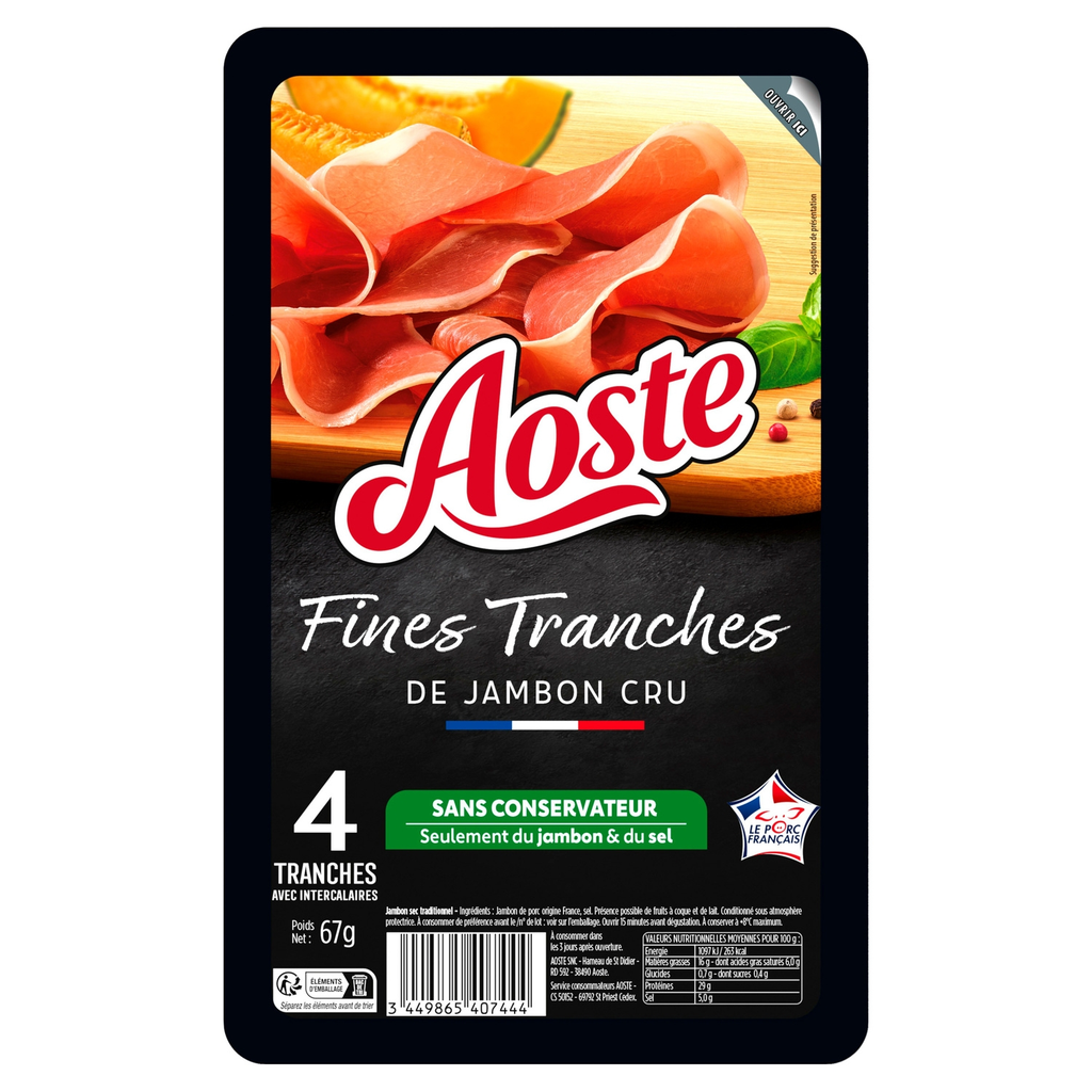 AOSTE Presunto Les Fines et Fondantes 4 fatias 67 g