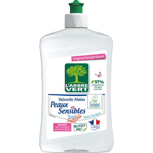 [3450601046995] L'ARBRE VERT Lavavajillas a Mano Pieles Sensibles Ecolabel 500 ml
