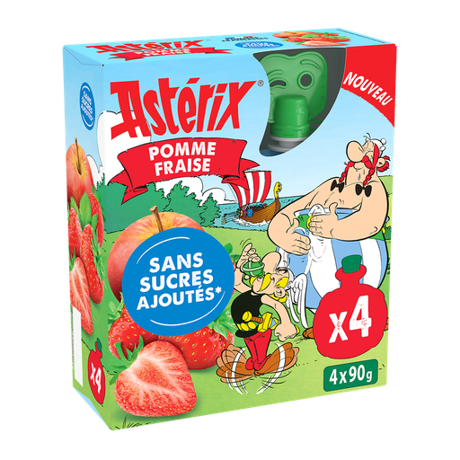 [3486063023618] LES VERGERS DE CHATEAUBOURG Apple Strawberry Fruit Puree Pouches 4x90g
