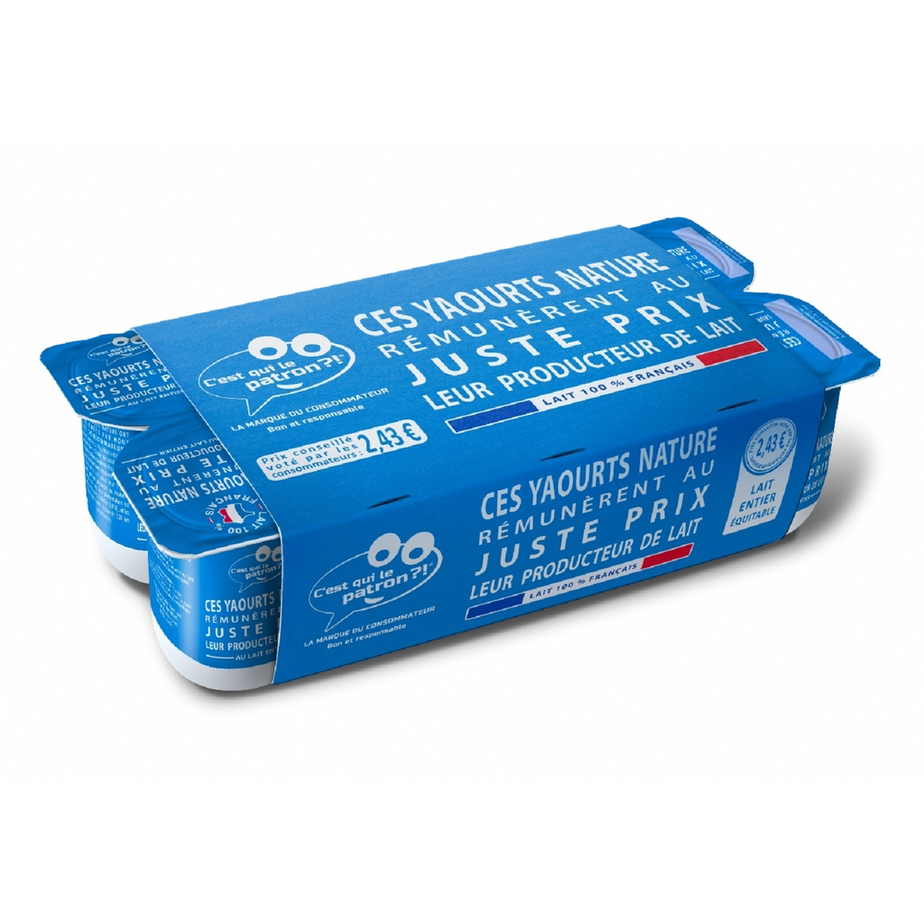 C'EST QUI LE PATRON Yaourt nature lait entier 8x125g