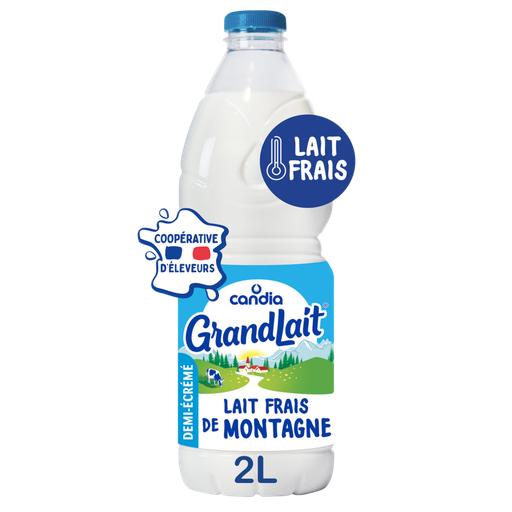 [3533630097579] CANDIA Grandlait frais Mountain Semi-Skimmed Fresh Milk 2 L