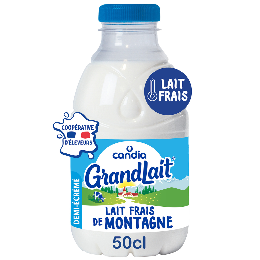 CANDIA Leche fresca de Montaña semidesnatada Grandlait 50 cl