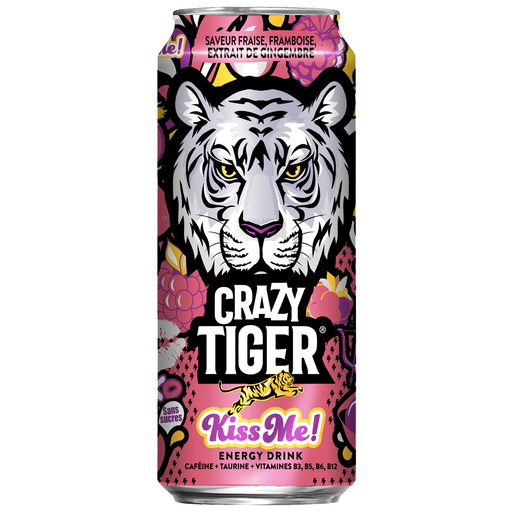 [3551720206717] CRAZY TIGER Energy Drink Strawberry Raspberry Ginger Flavor 50 cl