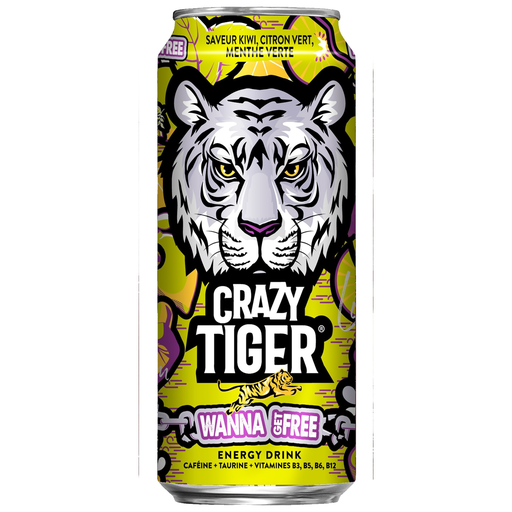 [3551720207332] CRAZY TIGER Boisson Énergisante Goût Kiwi Citron Vert Menthe Verte 50 ml