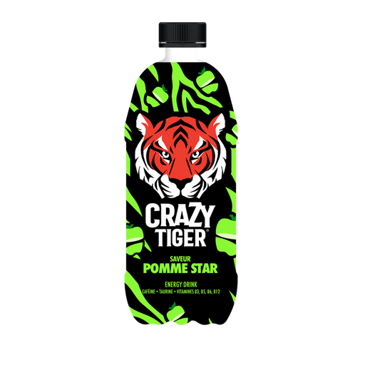 [3551720208551] CRAZY TIGER Boisson énergisante saveur pomme star 1 L
