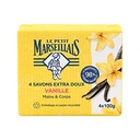 Le Petit Marseillais 4 Savon Extra Doux Vanille 4X100G