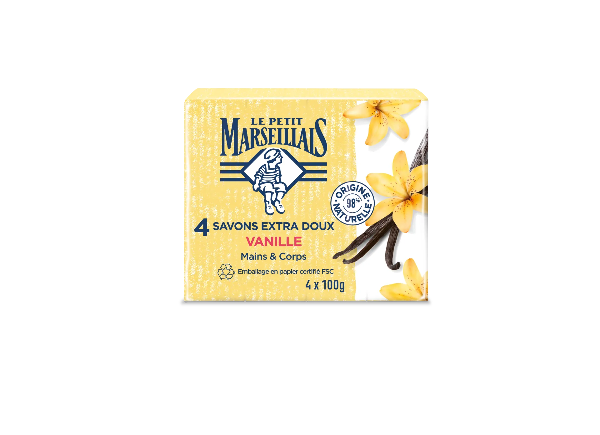 Le Petit Marseillais 4 Savon Extra Doux Vanille 4X100G