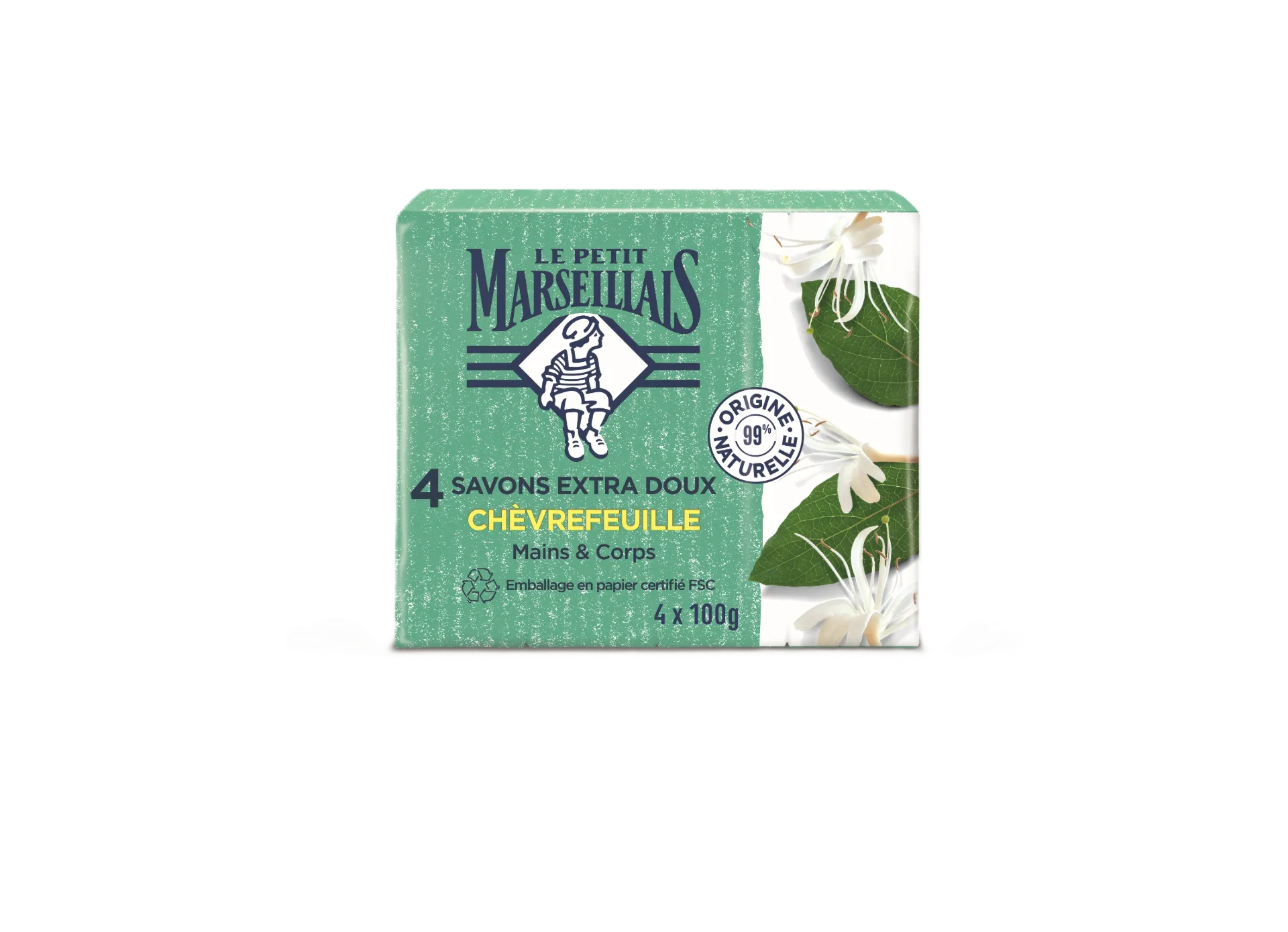 Le Petit Marseillais 4 Savons Extra Doux Chèvrefeuille 4X100G