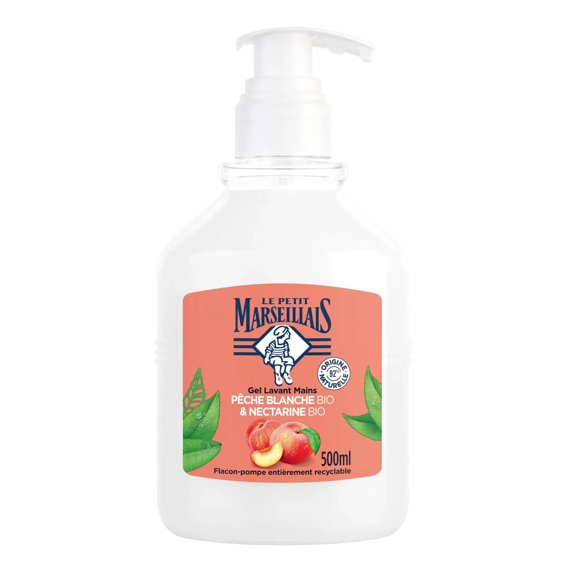 Le Petit Marseillais Gel Lavant Mains Peche Blanche Bio & Nectarine Bio 500Ml