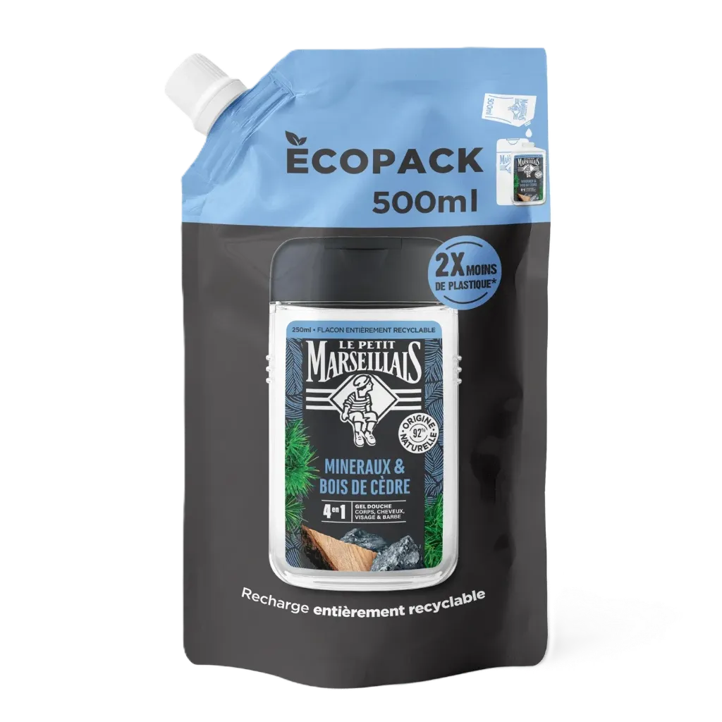 Le Petit Marseillais Recharge Gel Douche Homme Mineraux & Bois De Cedre 500 Ml