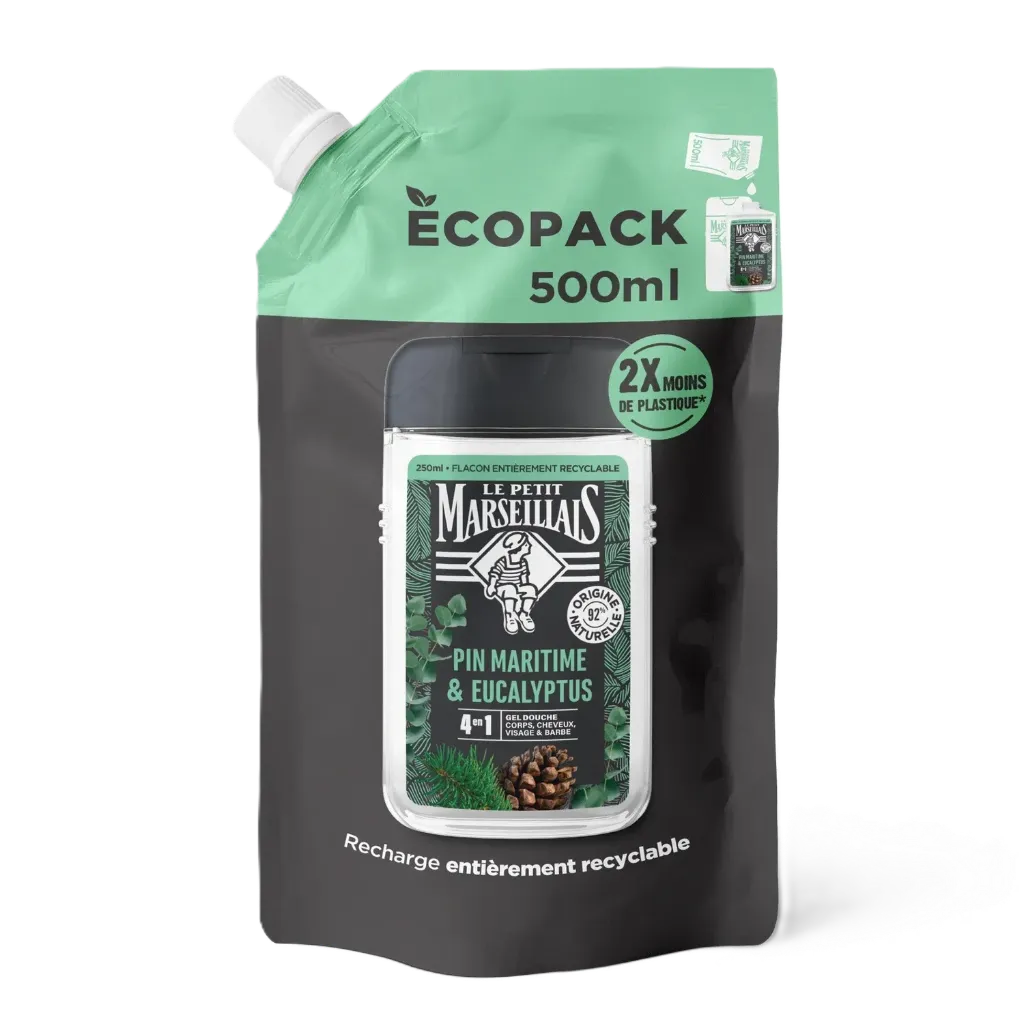 Le Petit Marseillais Recharge Gel Douche Homme Pin Maritime & Eucalyptus 500Ml