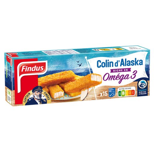 [3599741003328] FINDUS 15 Bâtonnets Colin d'Alaska MSC Qualité 100% Filet 420 g