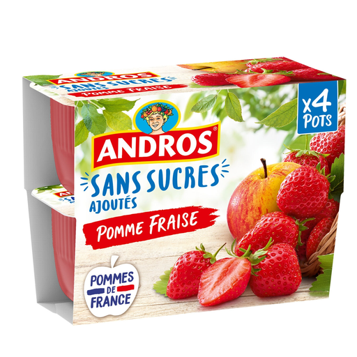 [3608580083238] ANDROS Compota Maçã Morango sem açúcares adicionados 4 copos de 100 g