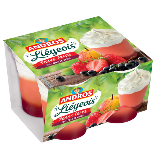 [3608580107026] ANDROS Fruit Dessert Liégeois Apple Strawberry Blackcurrant 4 pots 100g