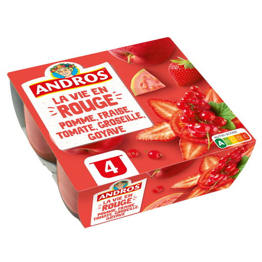 [3608580141211] ANDROS La vie en rouge Apple Strawberry Tomato Redcurrant Guava Specialty 4 pots 100g